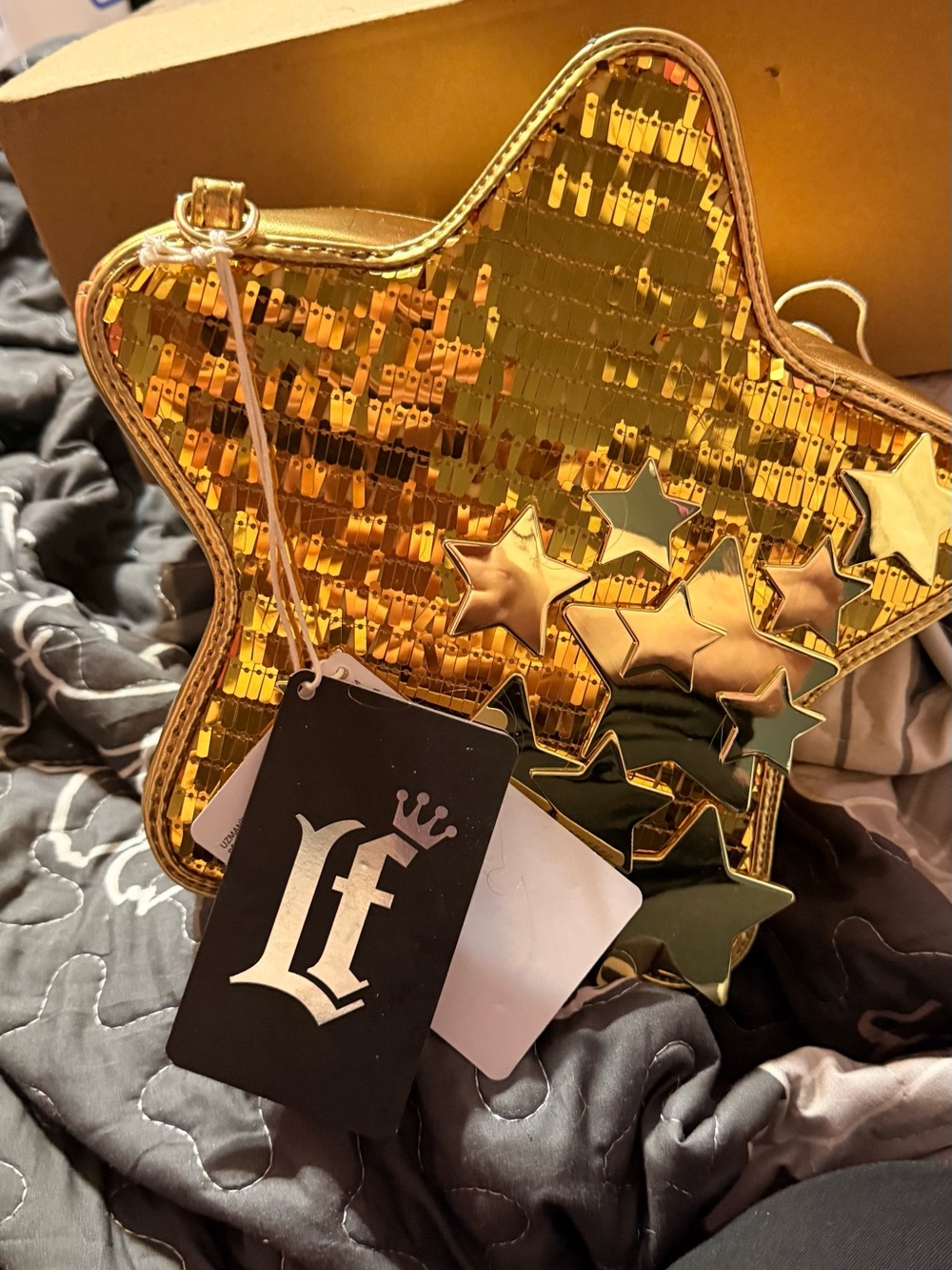 Loungefly Gold Star Sequin Mini Crossbody Bag